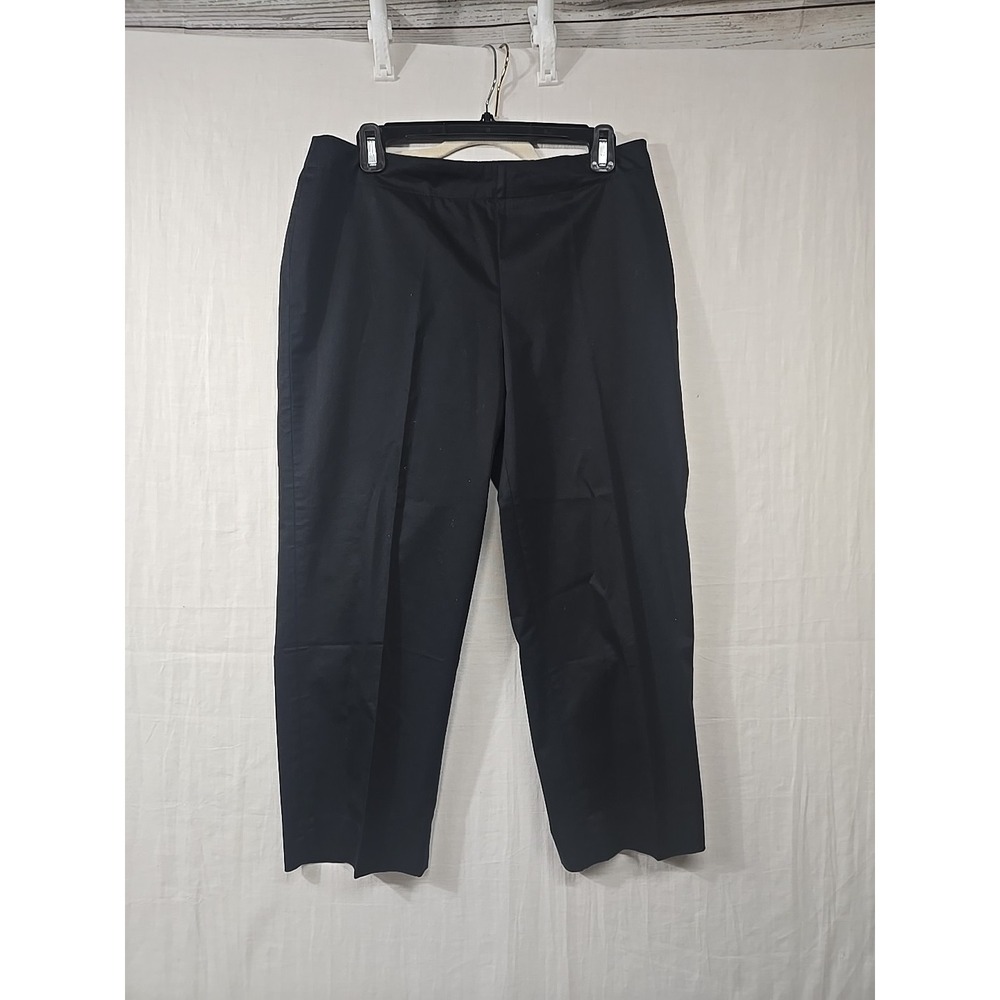 Talbots‎ Pants Women's 10P Black Straight Leg Classic Side Zip Cropped Stretch